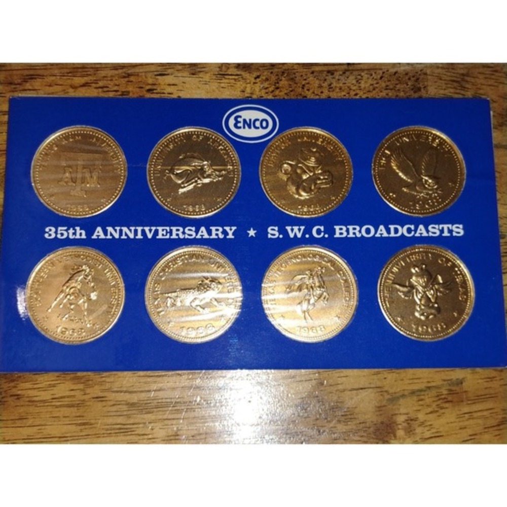 1934 Texas 35th Anniversary S W C Broadcast Token, Rice, Baylor, Arkansas